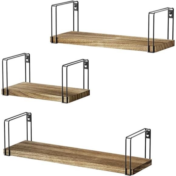 Rustic Floating Shelves, Hanging Shelves Wall Mount Set of 3,17Inch Wood Shelves - Picture 1 of 6